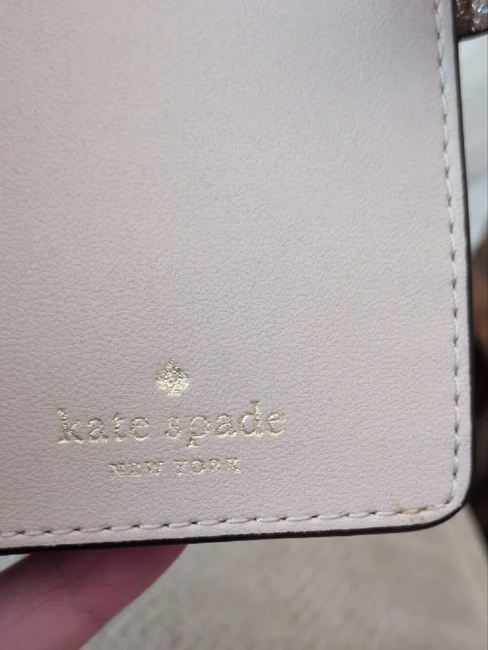 kate spade glitter wallet in rose gold shimmer